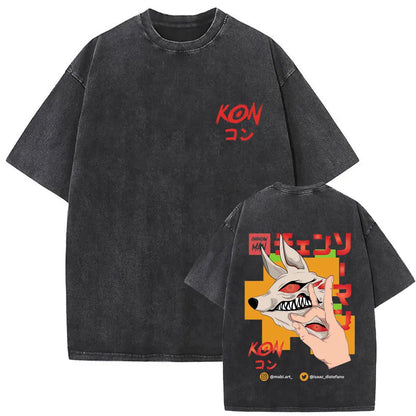 Anime Chainsaw Retro T-shirt Cartoon Denji Pochita Graphic Oversized