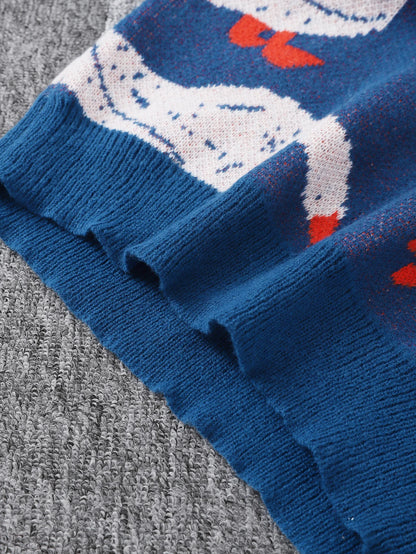 Duck Jacquard Pattern Sweater Knitted Pullover