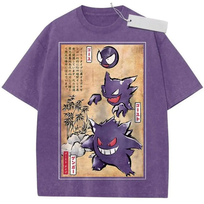 Pokemon Gengar Graphic T Shirt Oversized Vintage Washed Anime