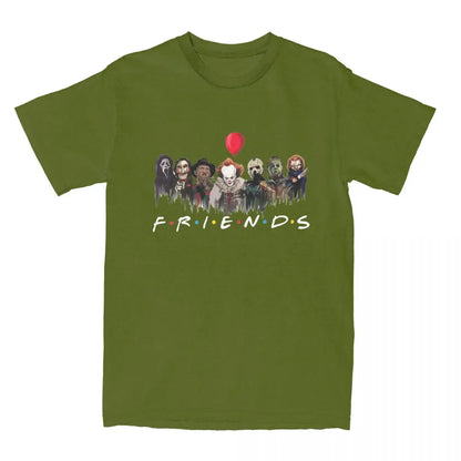 Men Women's T-Shirt Halloween Movie Horror Friends Merchandise Novelty Cotton Short Sleeve thrilling movie T Shirt Round Collar