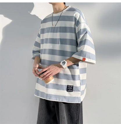 Striped Men's Casual Oversized T Shirts
