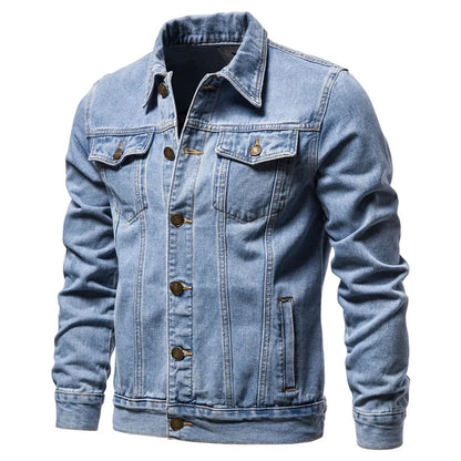 Denim Jackets Slim Fit Cotton Casual Black Blue Coats