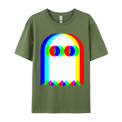Ghost Trippy Vaporwave Halloween Techno Rave Cotton T-Shirt