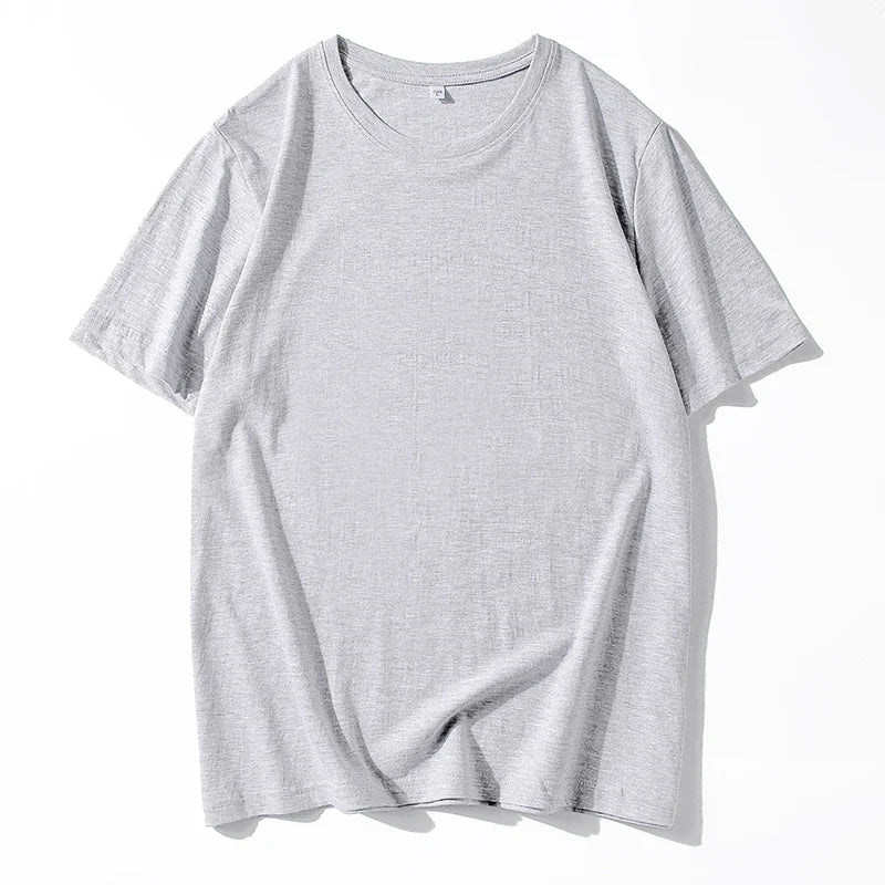 Men's Solid Color Round Neck Cotton T-shirt