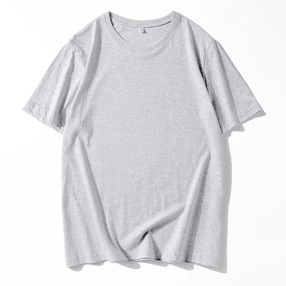 Men's Solid Color Round Neck Cotton T-shirt