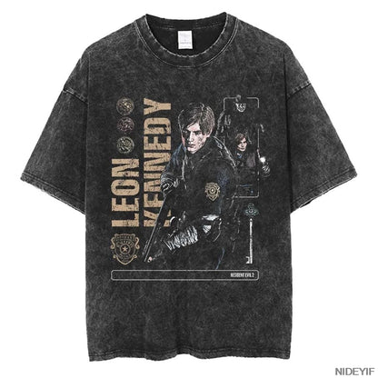 1990S Resident Evil Biohazard Leon Kennedy Oversized T shirt 100% Cotton