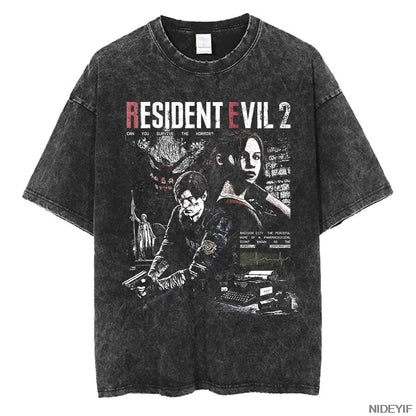 1990S Resident Evil Biohazard Leon Kennedy Oversized T shirt 100% Cotton