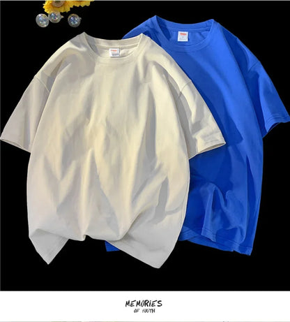 210g Cotton Solid Color Oversize Casual Tshirt 5XL