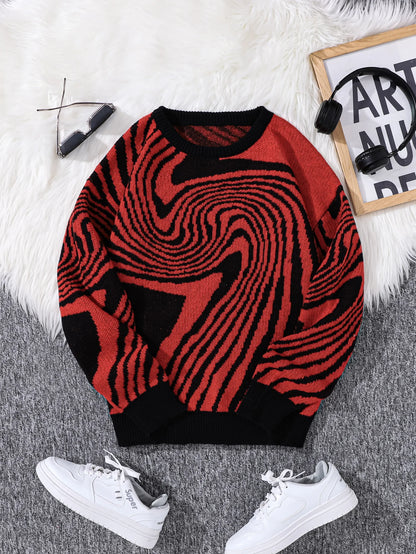 New Popular Maze Jacquard Pattern Knitted Pullover Sweater