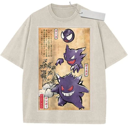 Pokemon Gengar Graphic T Shirt Oversized Vintage Washed Anime