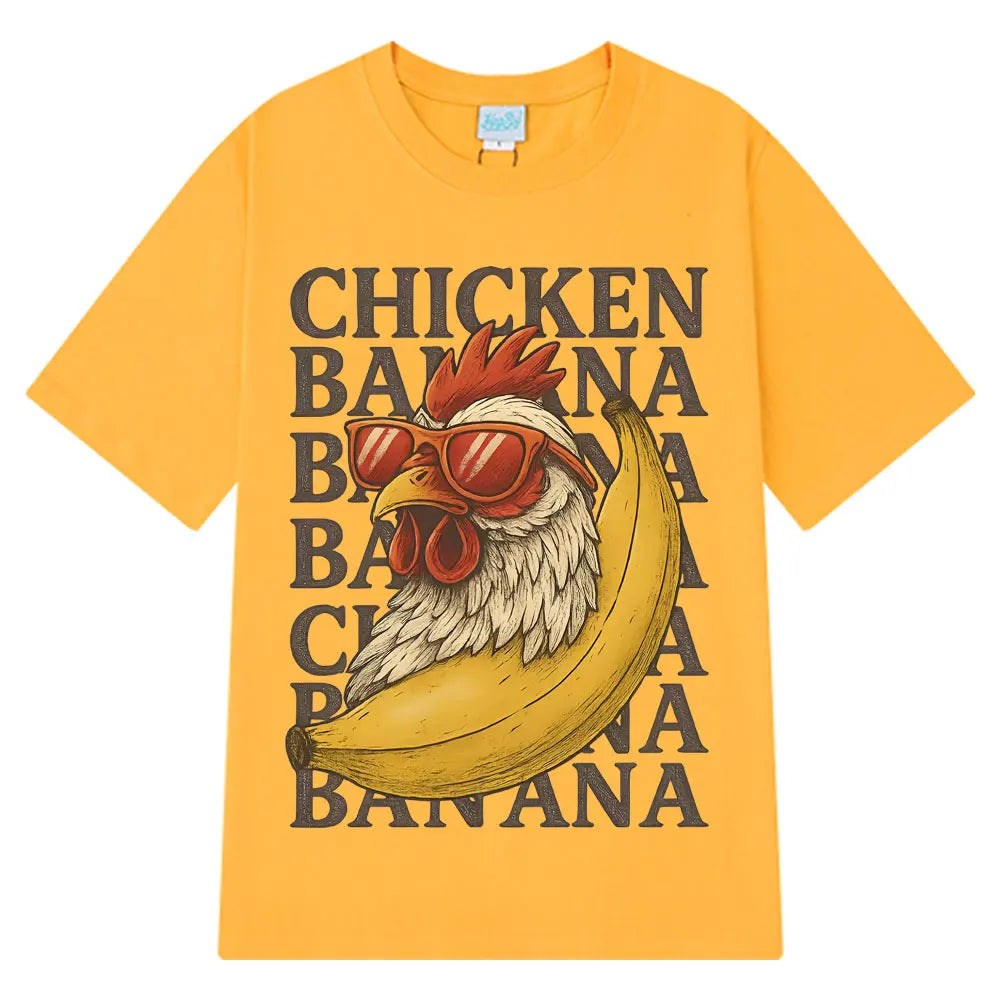 Chicken Banana Funny Meme Oversized T-shirts