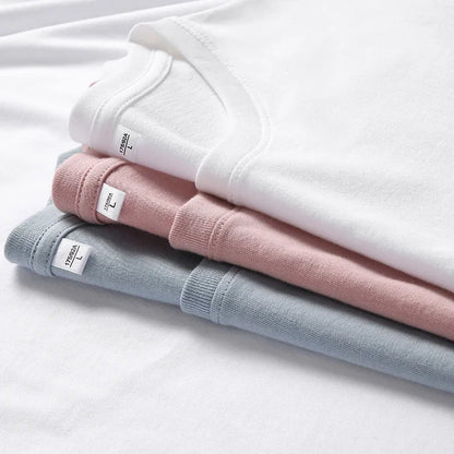 Men's Solid Color Round Neck Cotton T-shirt