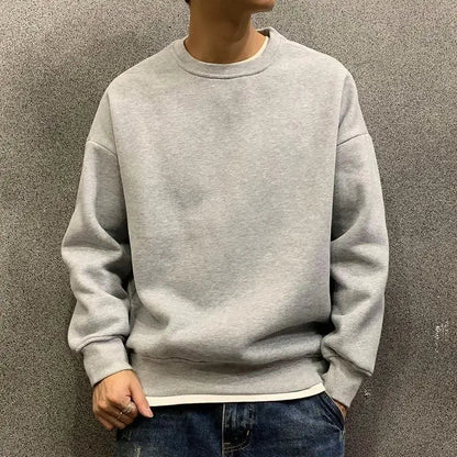 Fleeced Solid Simple Color Sweatshirts