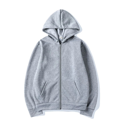 Zip-Up Sweater Cardigan Hoodie Solid Color