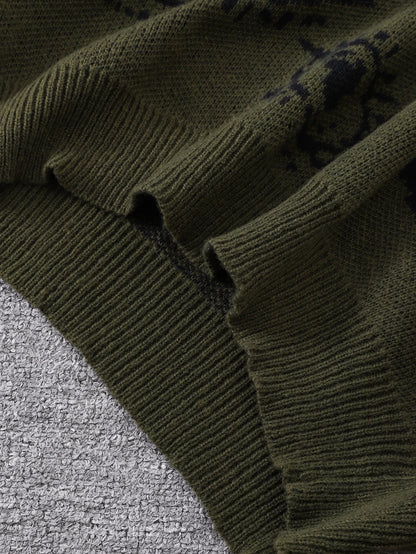 New Popular Abstract Eye Jacquard Pattern Pullover Sweater