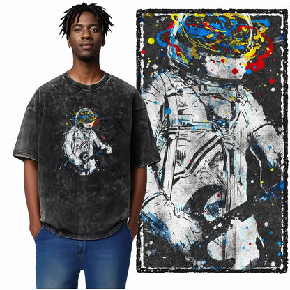 ASTRONAUT SPACE THEMES Printed Cotton Big Size T Shirt