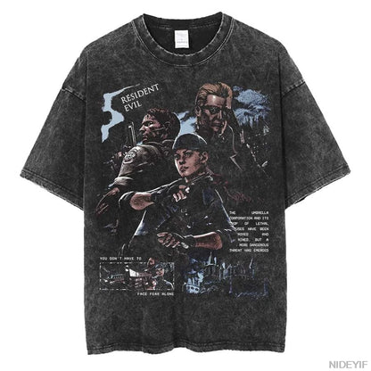 1990S Resident Evil Biohazard Leon Kennedy Oversized T shirt 100% Cotton