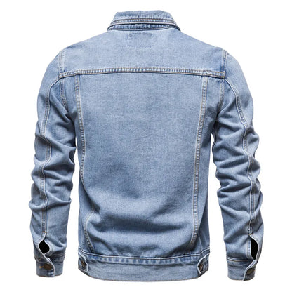 Denim Jackets Slim Fit Cotton Casual Black Blue Coats