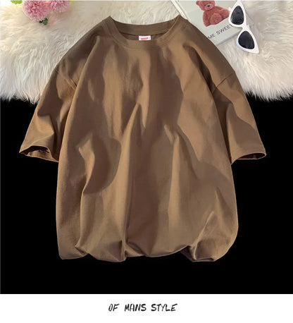 210g Cotton Solid Color Oversize Casual Tshirt 5XL