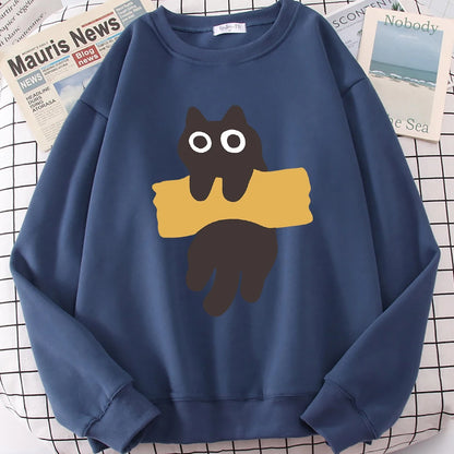 Tape Cat Cute Cartoons Loose Sweatshirts