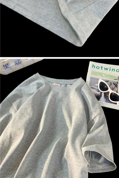 210g Cotton Solid Color Oversize Casual Tshirt 5XL