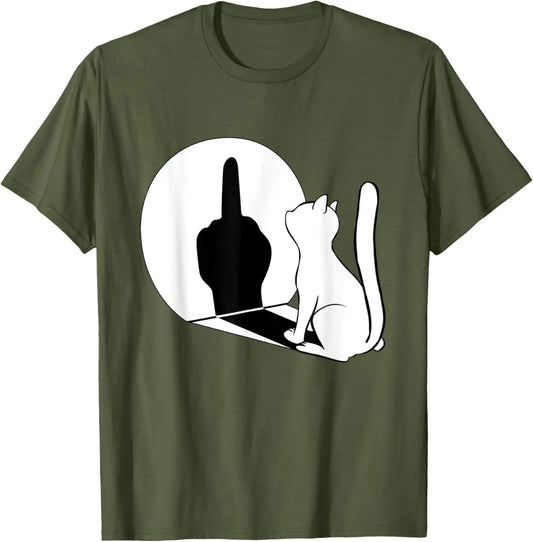 Middle Fi*ger Funny Cat Statement Cotton T-Shirt