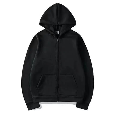 Zip-Up Sweater Cardigan Hoodie Solid Color