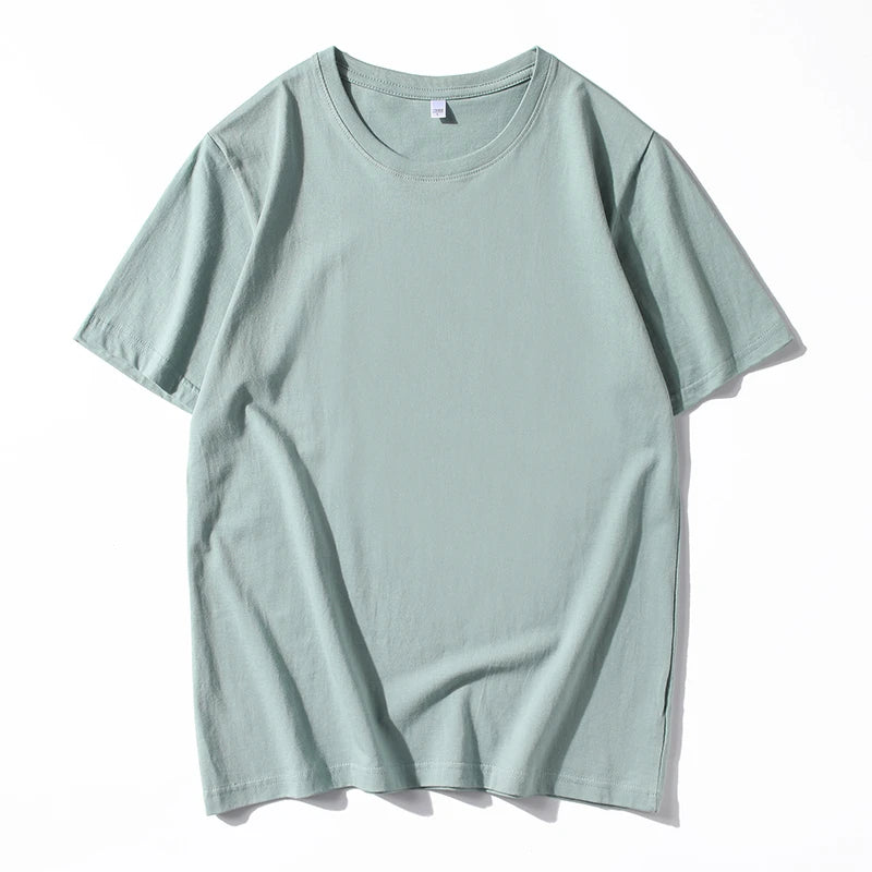 Men's Solid Color Round Neck Cotton T-shirt