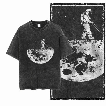 ASTRONAUT SPACE THEMES Printed Cotton Big Size T Shirt