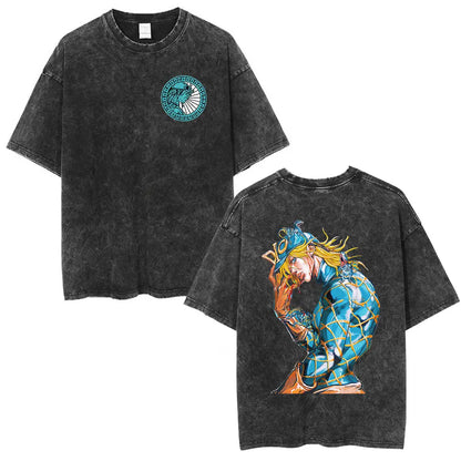 Anime Jojo Bizarre Adventure STEEL BALL RUN Manga Casual T-shirt