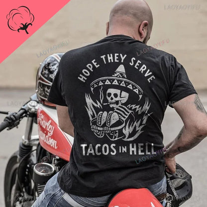 Cool Biker Drinking Beer Skull Graphic Cotton Tshirts