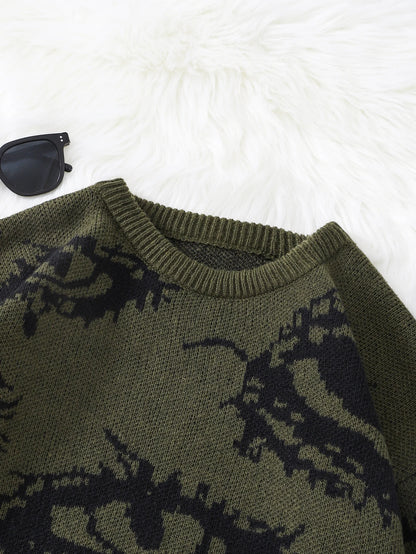 New Popular Abstract Eye Jacquard Pattern Pullover Sweater