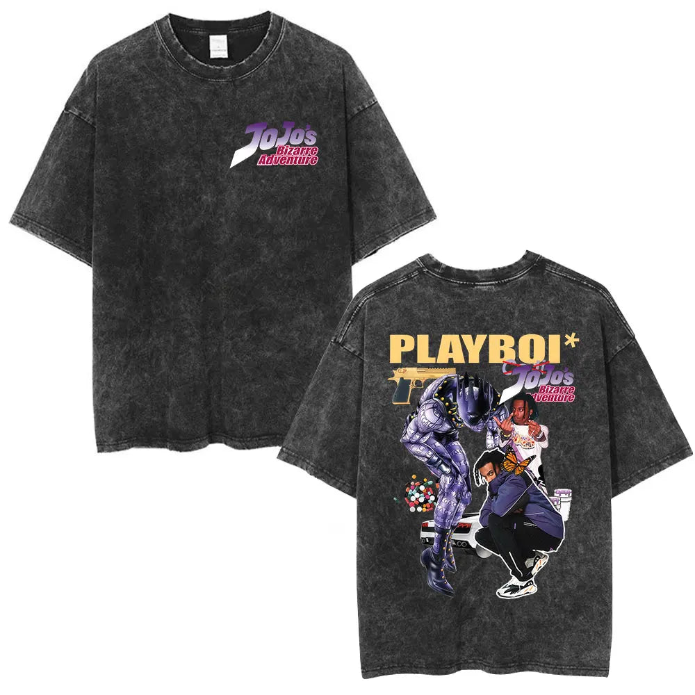 Anime Jojo Bizarre Adventure STEEL BALL RUN Manga Casual T-shirt