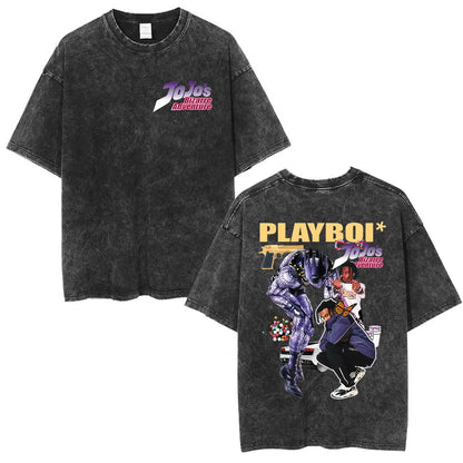 Anime Jojo Bizarre Adventure STEEL BALL RUN Manga Casual T-shirt