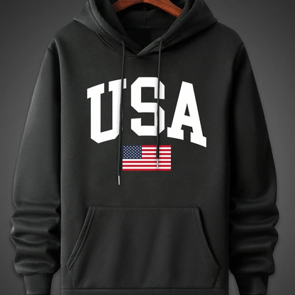 Casual Loose Oversized USA Flag Fleece Hoodies