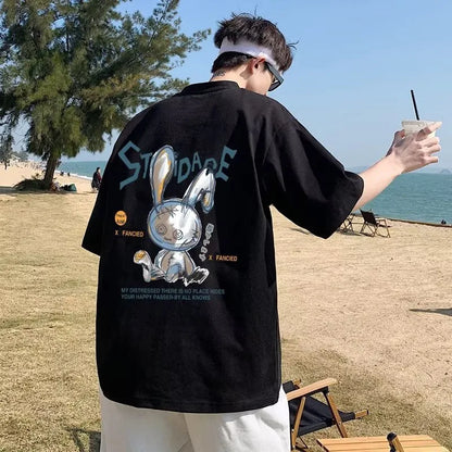 Oversize Korean Loose Puppet Rabbit T-shirt