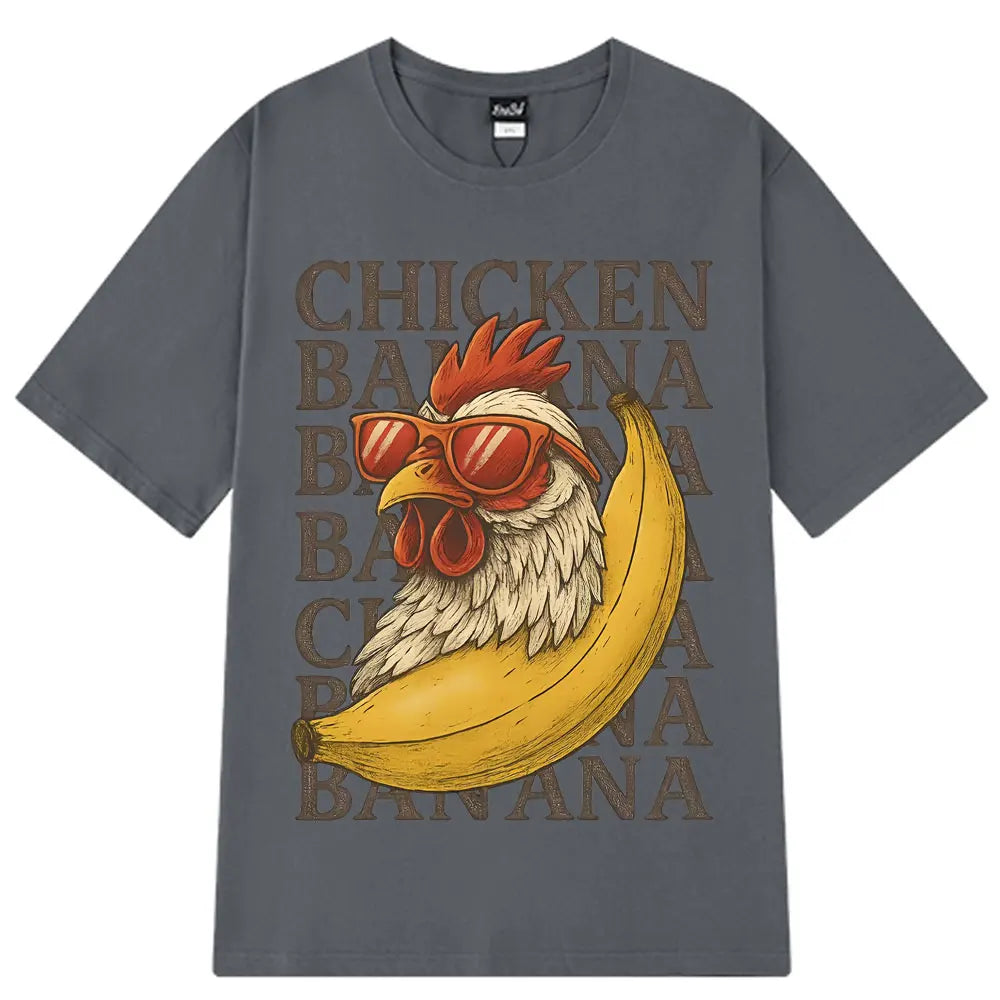 Chicken Banana Funny Meme Oversized T-shirts