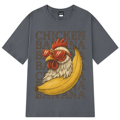 Chicken Banana Funny Meme Oversized T-shirts