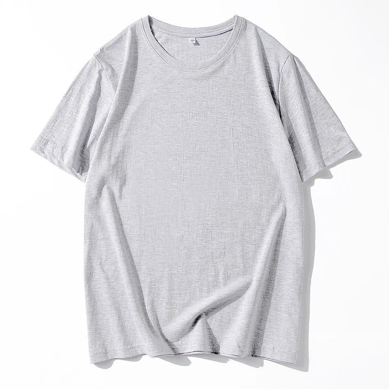 Men's Solid Color Round Neck Cotton T-shirt