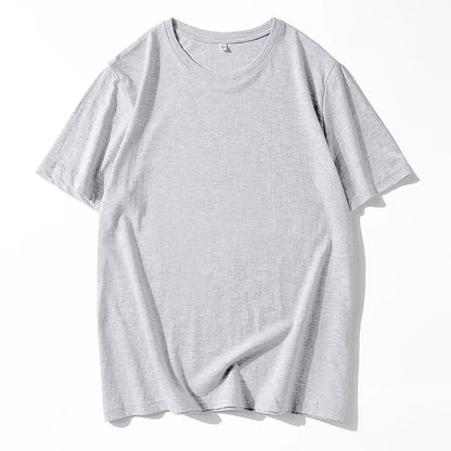 Men's Solid Color Round Neck Cotton T-shirt