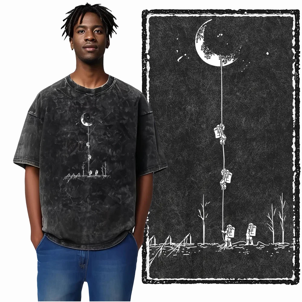 ASTRONAUT SPACE THEMES Printed Cotton Big Size T Shirt