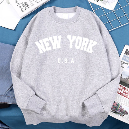 New York USA Loose Fleece Sweatshirt
