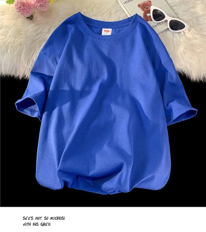 210g Cotton Solid Color Oversize Casual Tshirt 5XL