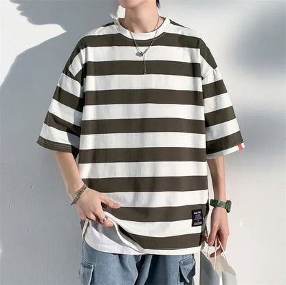 Striped Men's Casual Oversized T Shirts