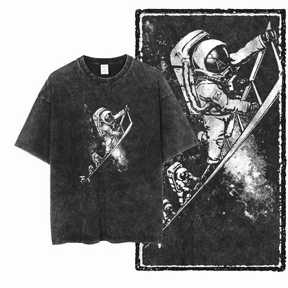 ASTRONAUT SPACE THEMES Printed Cotton Big Size T Shirt