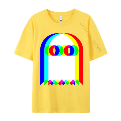 Ghost Trippy Vaporwave Halloween Techno Rave Cotton T-Shirt