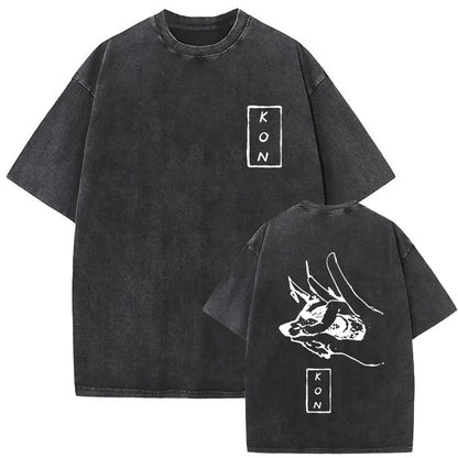 Anime Chainsaw Retro T-shirt Cartoon Denji Pochita Graphic Oversized