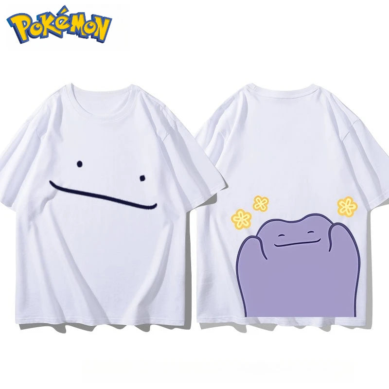 Pokémon Ditto Front and Rear Printed Loose Casual T-shirt