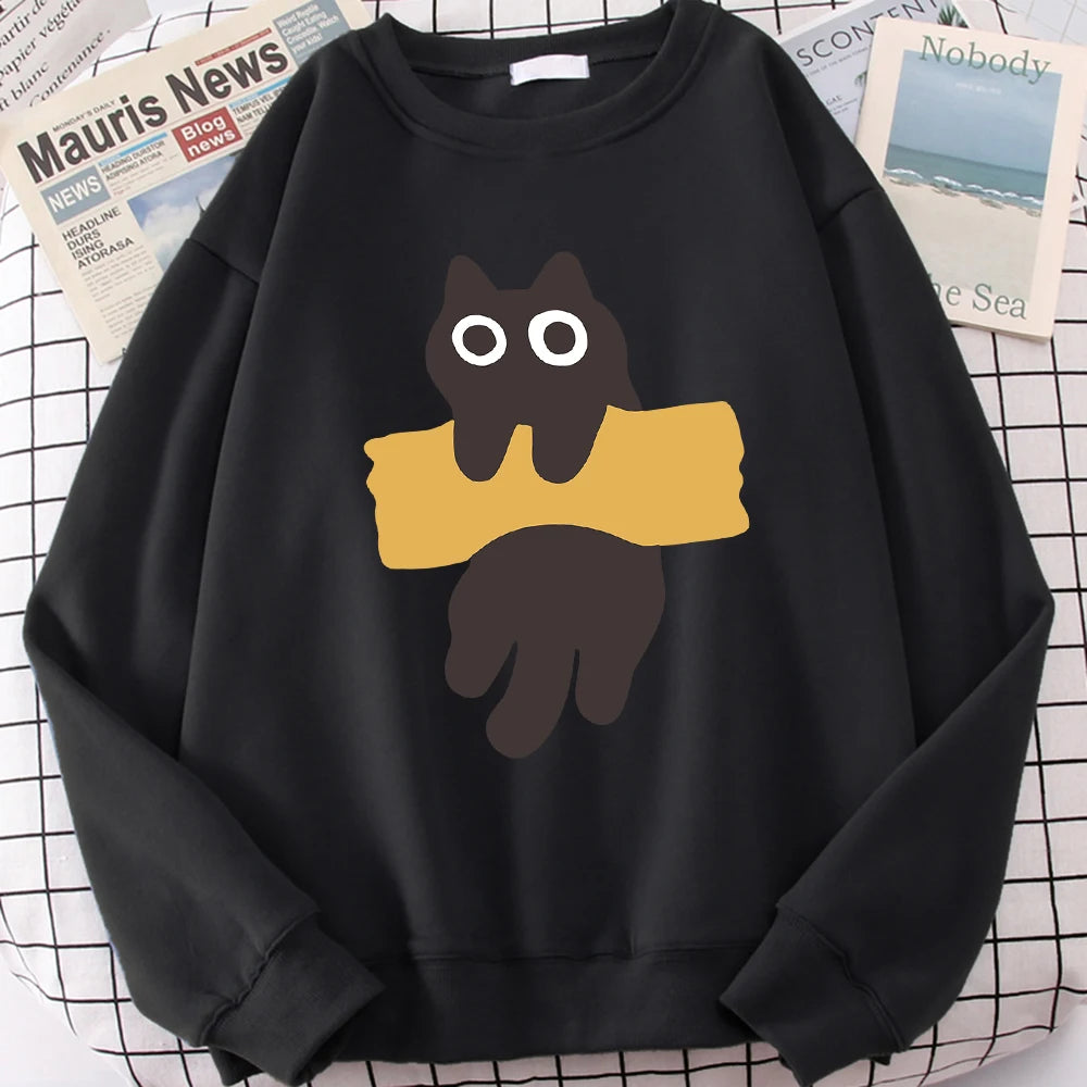 Tape Cat Cute Cartoons Loose Sweatshirts