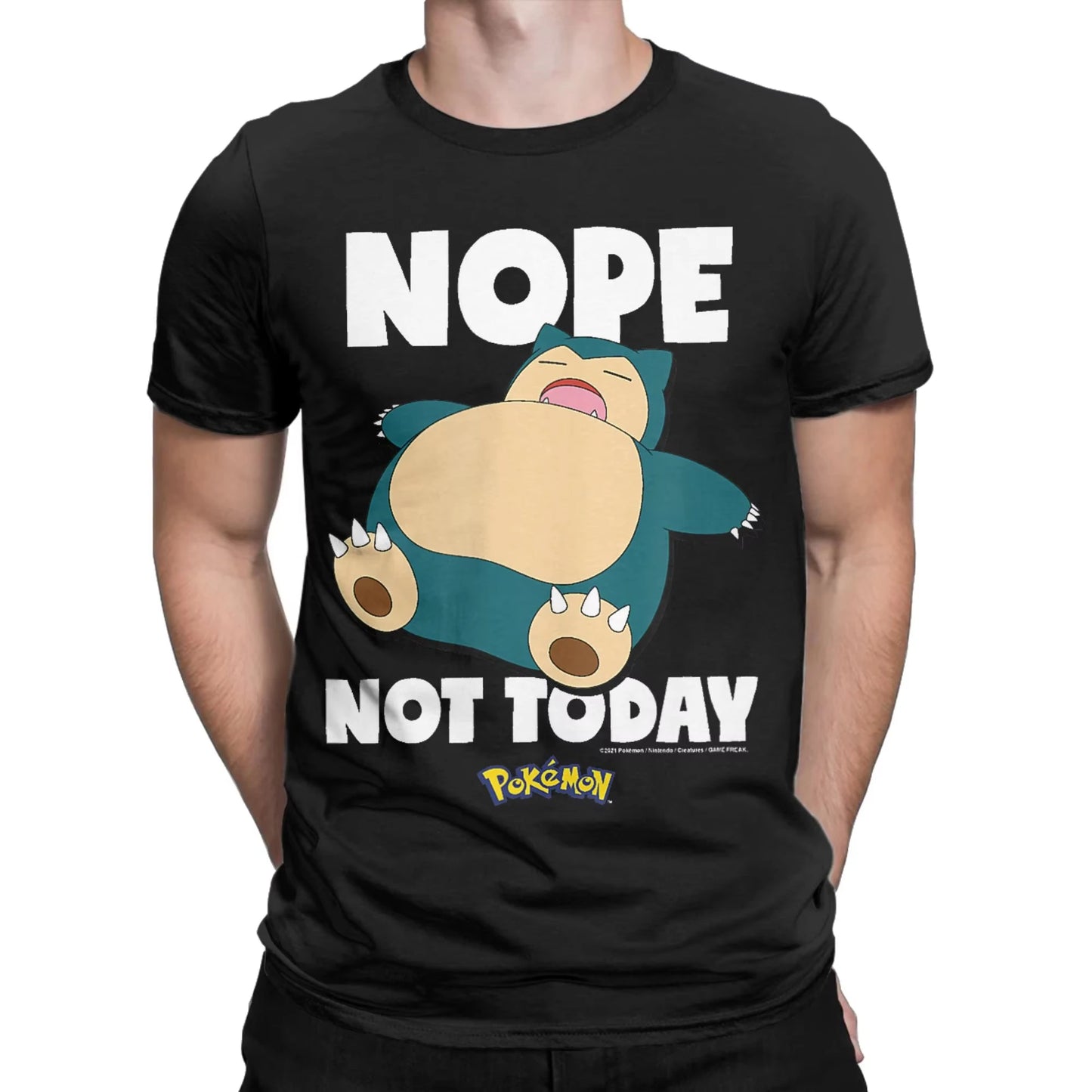 Pokémon Anime Nope Not Today Snorlax Printed T-shirt
